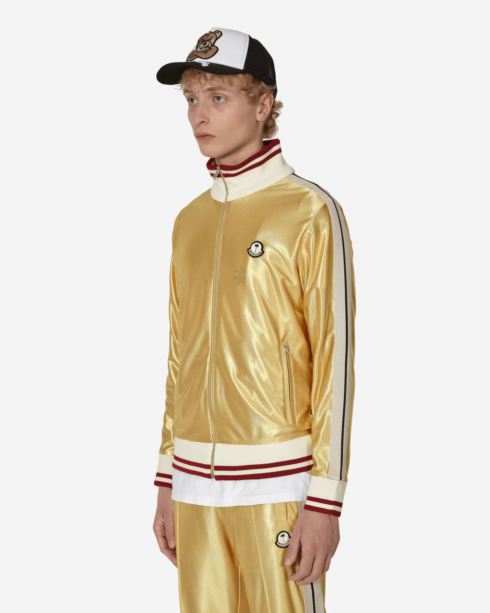 Moncler Genius Sweatshirts^8 Moncler Palm Angels Glossy Zip-Up Sweatshirt Yellow