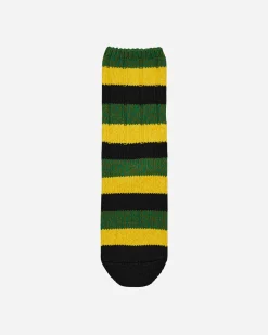 KAPITAL Underwear^56 Yarns Rasta Rainbowy Happy Heel Socks Black / Yellow / Green