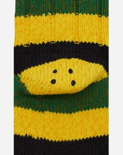 KAPITAL Underwear^56 Yarns Rasta Rainbowy Happy Heel Socks Black / Yellow / Green