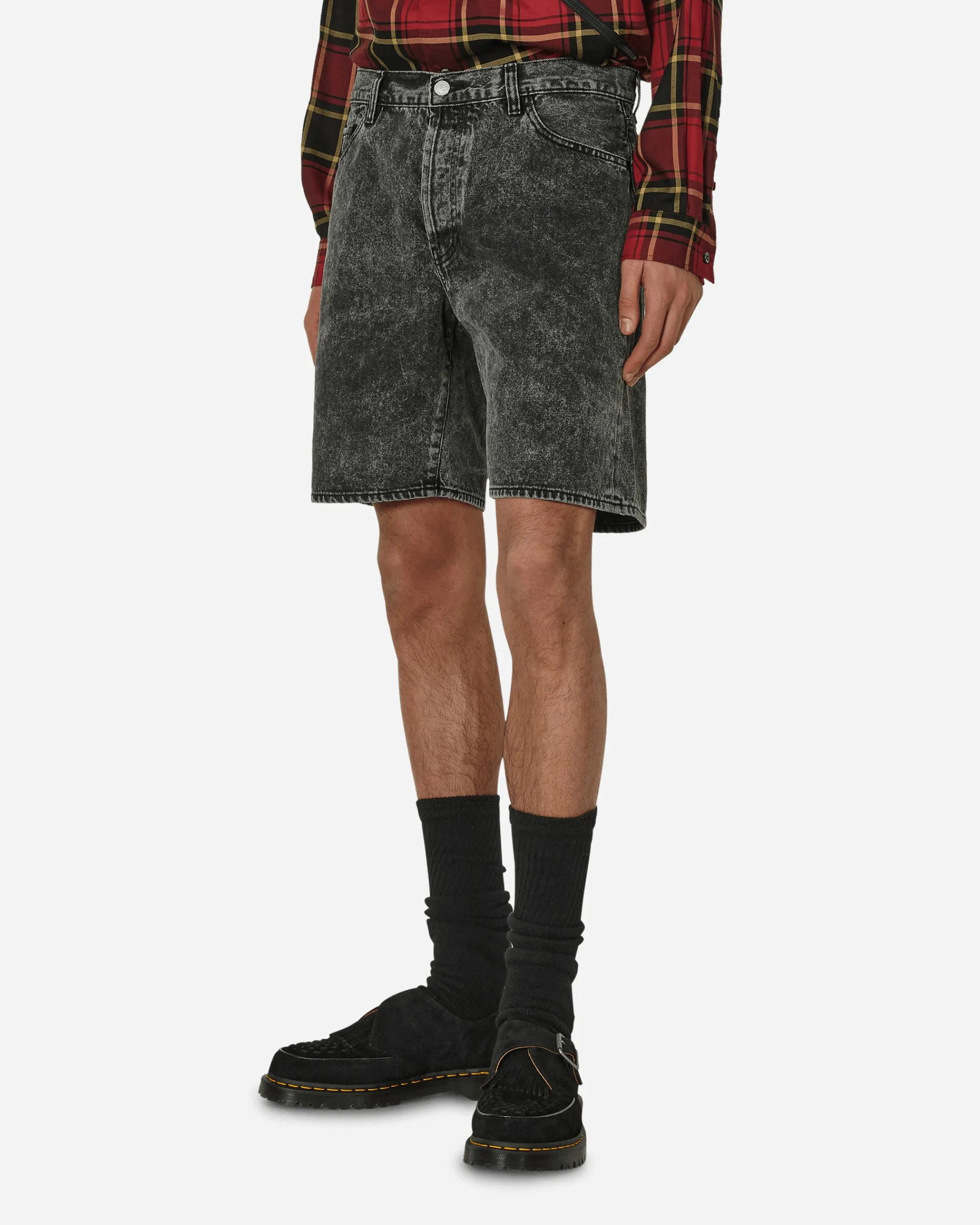 Aries Shorts^Acid Wash Denim Shorts Black