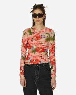 Brain Dead T-Shirts^Alexis Ruched Hyper Mesh Top Pink