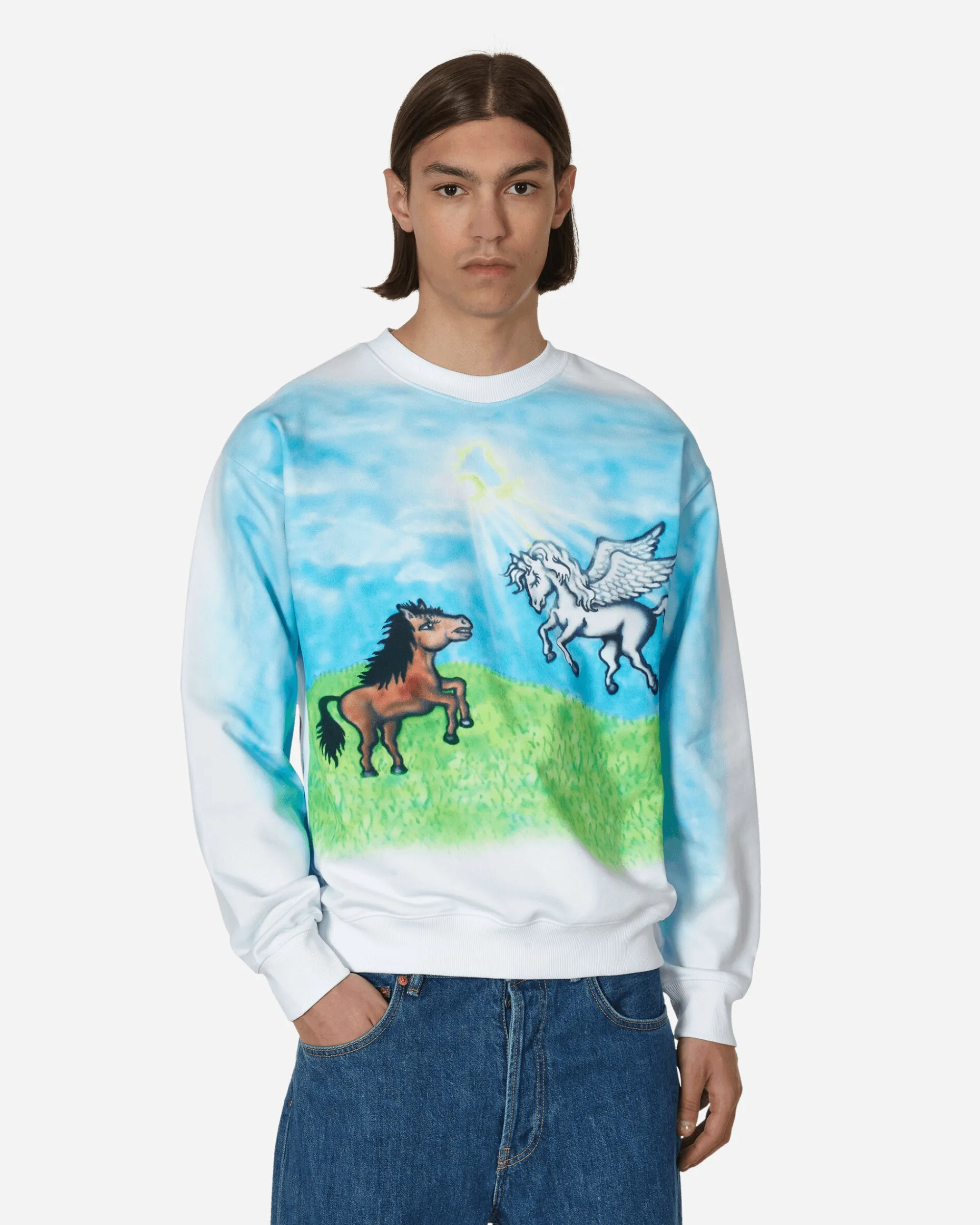 Sky High Farm Sweatshirts^Ally Bo Printed Crewneck Sweatshirt White