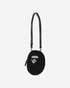 A Bathing Ape Bags·Shoulder|Bags·Shoulder^Ape Head Faux Fur Mini Shoulder Bag Black