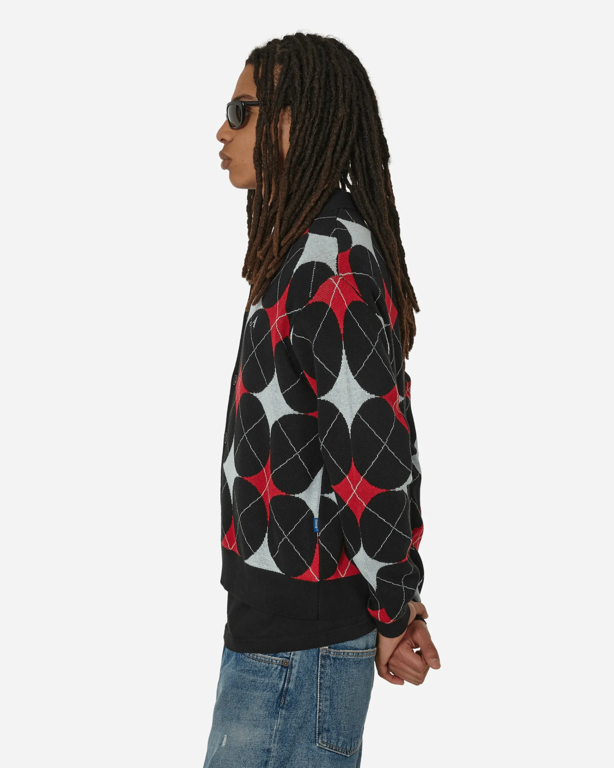 Awake NY Knitwear^Argyle Knit Cardigan Black