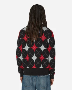 Awake NY Knitwear^Argyle Knit Cardigan Black