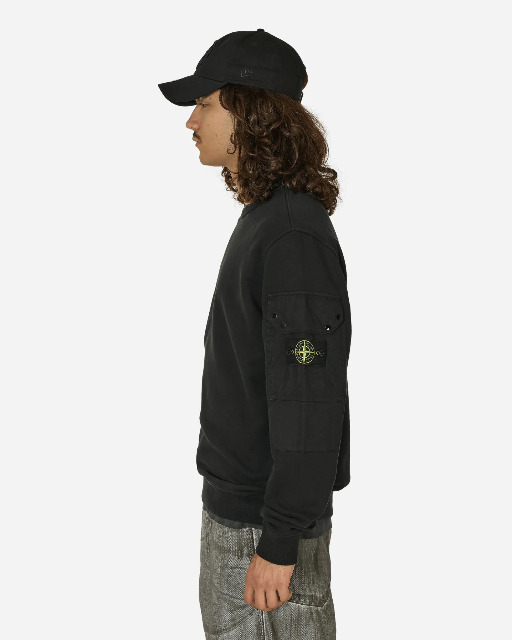 Stone Island Sweatshirts^Arm Pocket Crewneck Sweatshirt Black