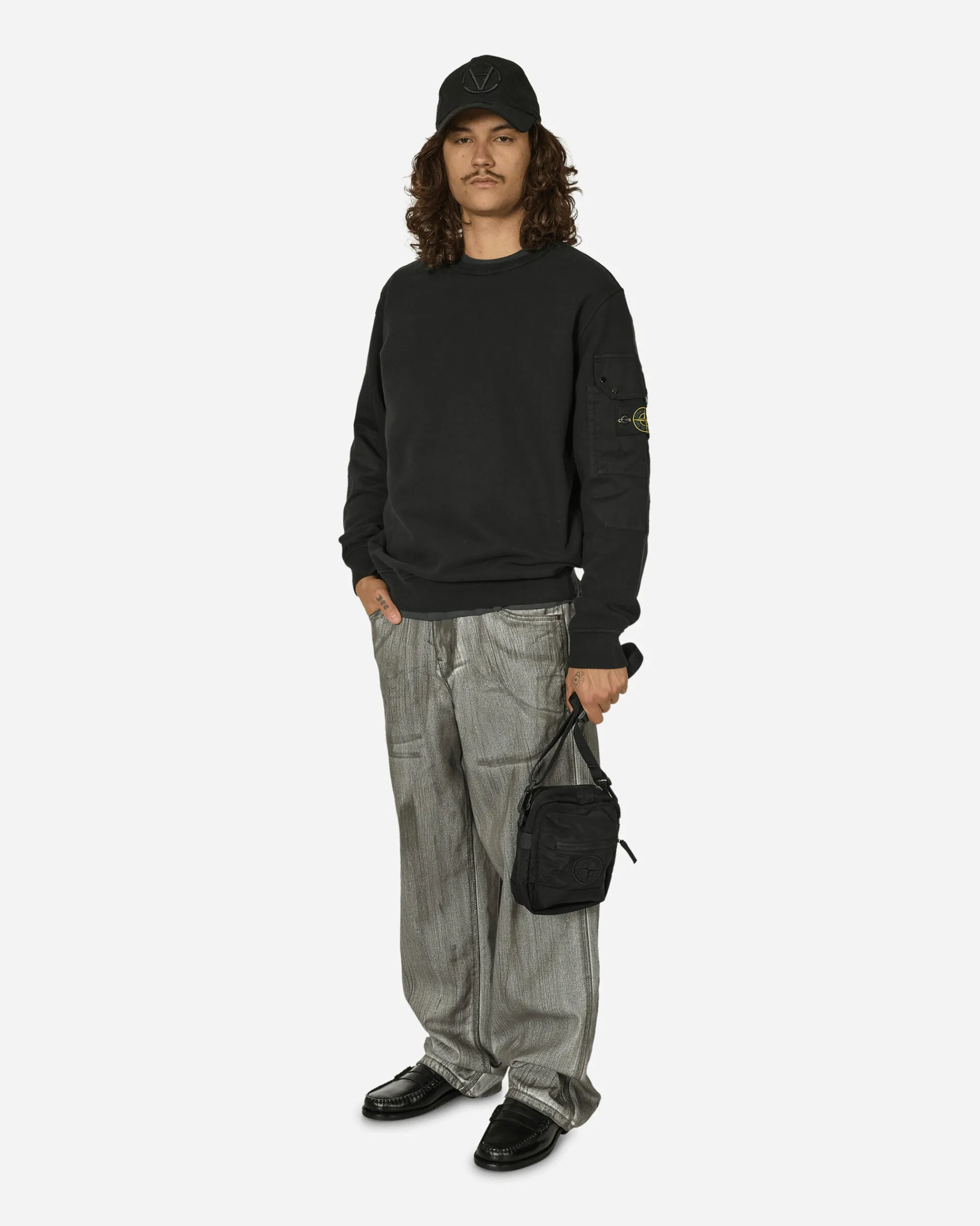 Stone Island Sweatshirts^Arm Pocket Crewneck Sweatshirt Black