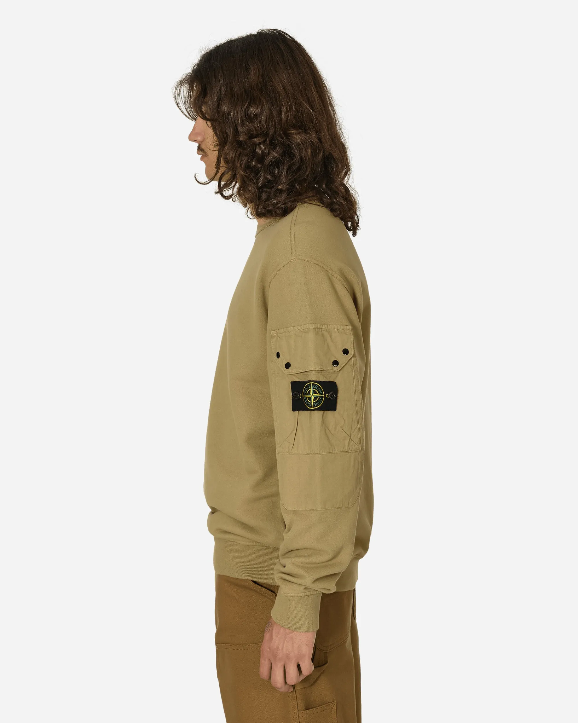 Stone Island Sweatshirts^Arm Pocket Crewneck Sweatshirt Biscuit