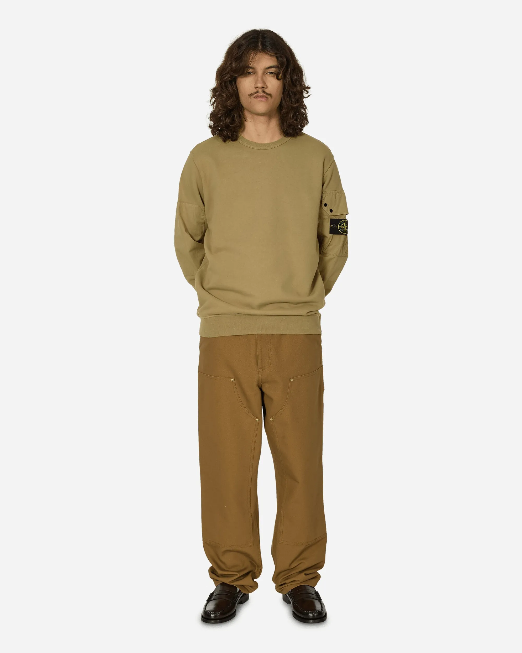 Stone Island Sweatshirts^Arm Pocket Crewneck Sweatshirt Biscuit