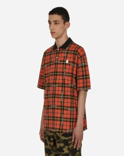A Bathing Ape T-Shirts^Bape Logo Check Polo Shirt Red