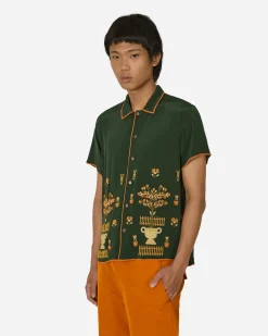 Bode Shirts^Beaded Paddock Sampler Short Sleeve Shirt Green