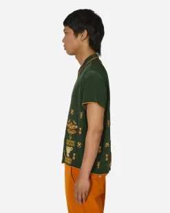 Bode Shirts^Beaded Paddock Sampler Short Sleeve Shirt Green