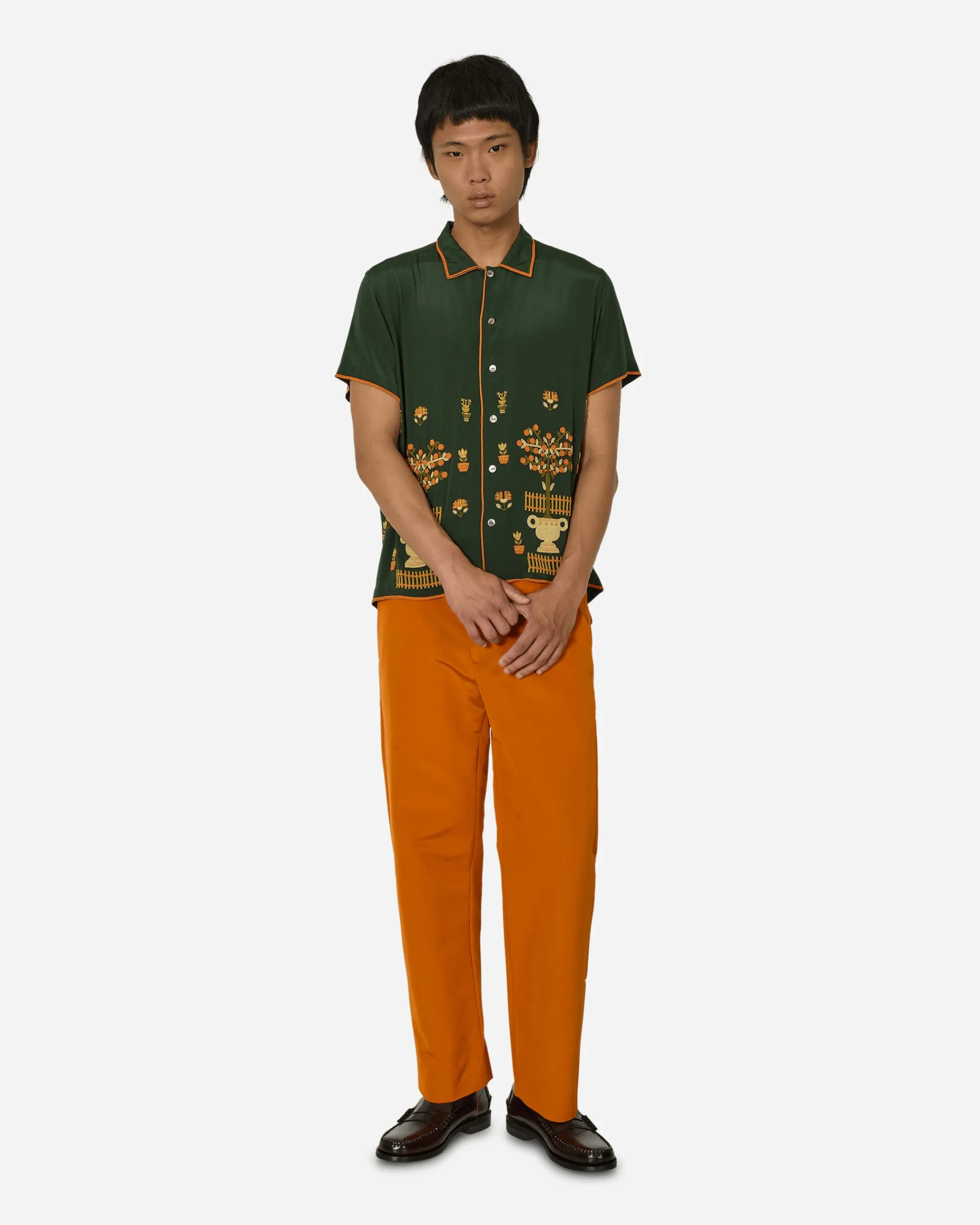 Bode Shirts^Beaded Paddock Sampler Short Sleeve Shirt Green