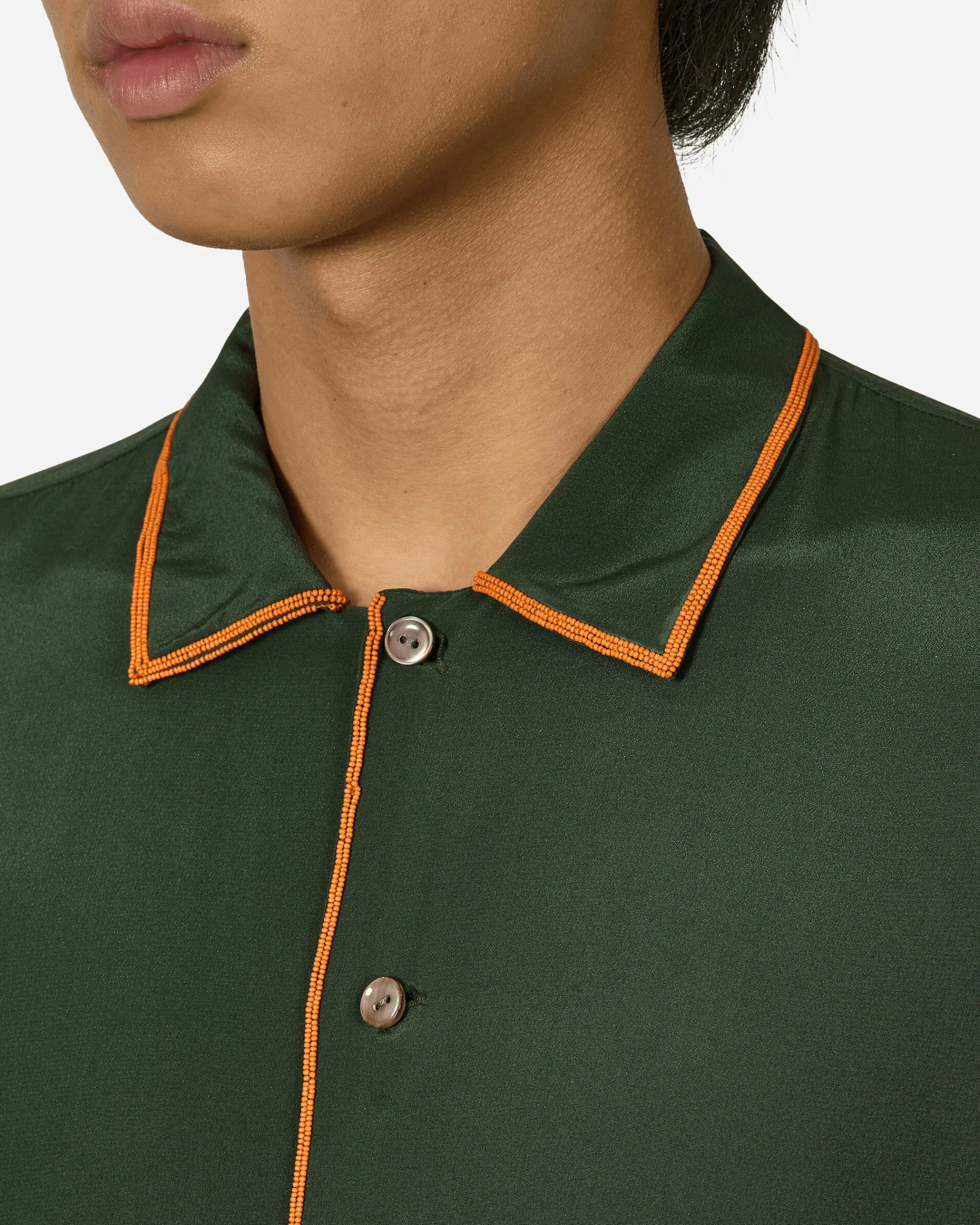 Bode Shirts^Beaded Paddock Sampler Short Sleeve Shirt Green