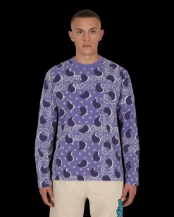 Awake NY T-Shirts^Big Paisley Longsleeve T-Shirt Blue