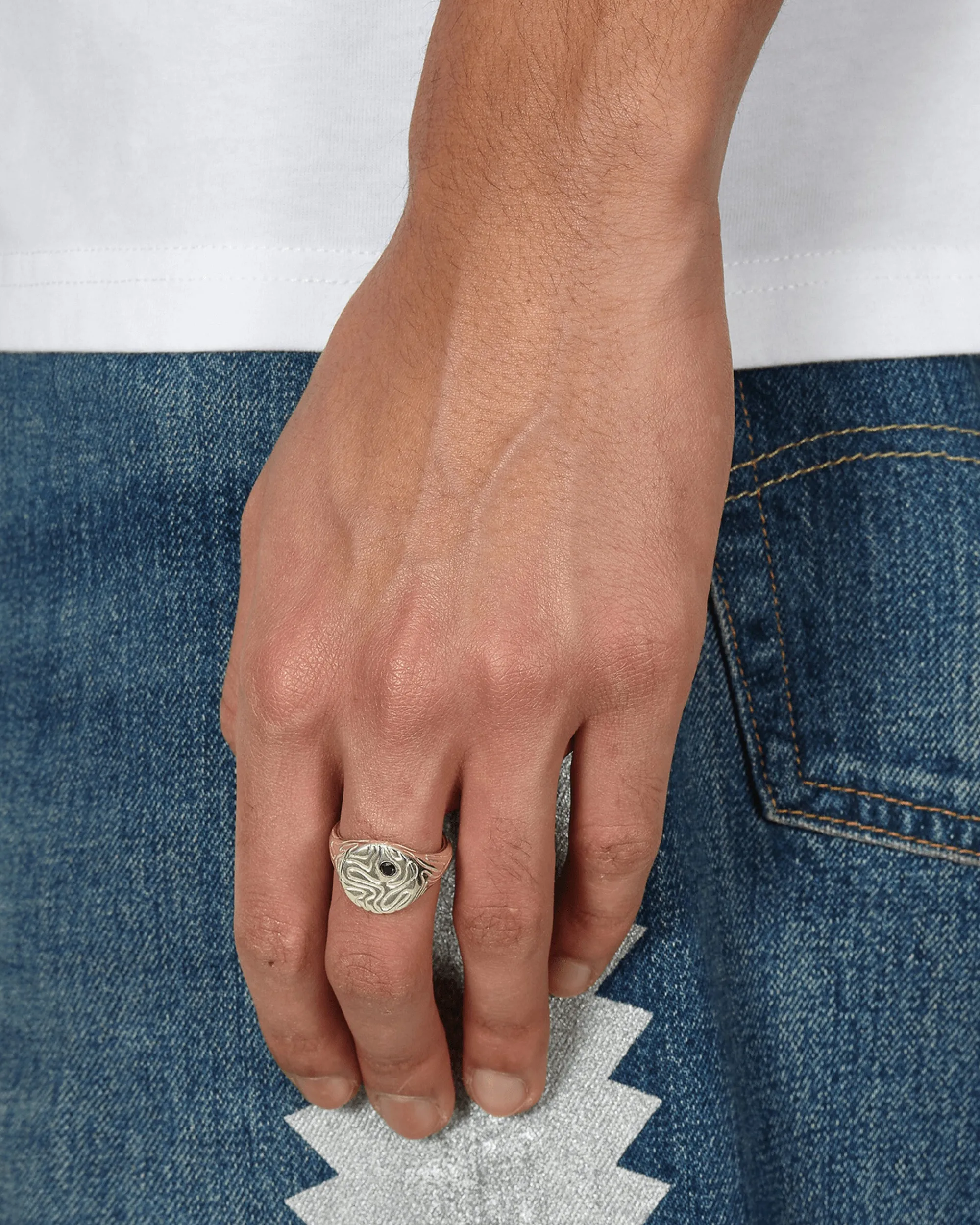 Octi Jewellery|Jewellery^Black Diamond Globe Signet Ring Silver