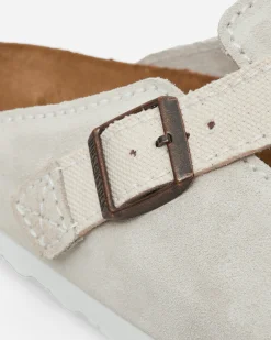Birkenstock Sandals And Slides^Boston Suede Canvas Sandals Eggshell