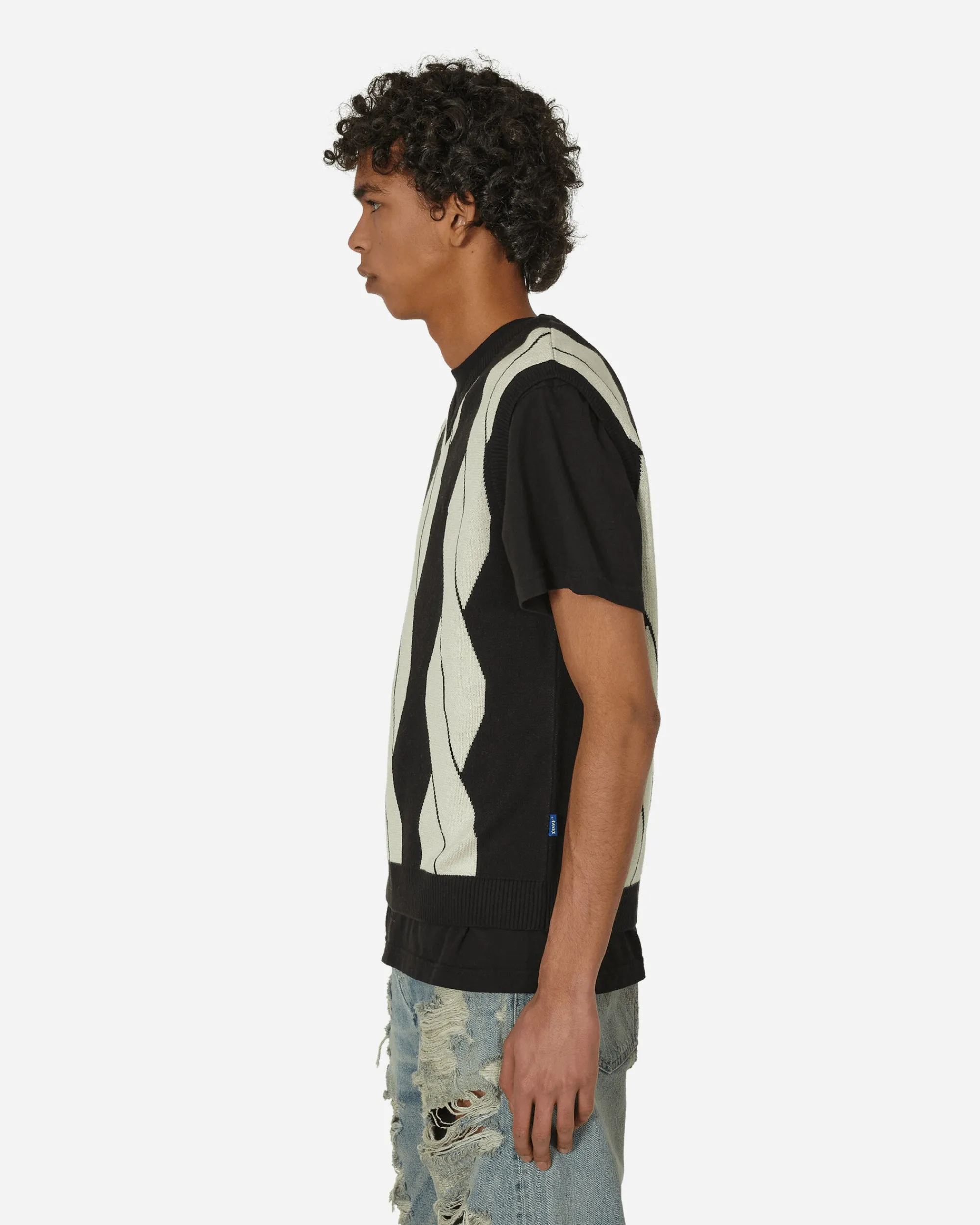 Awake NY Knitwear^Cable Sweater Vest Black / White