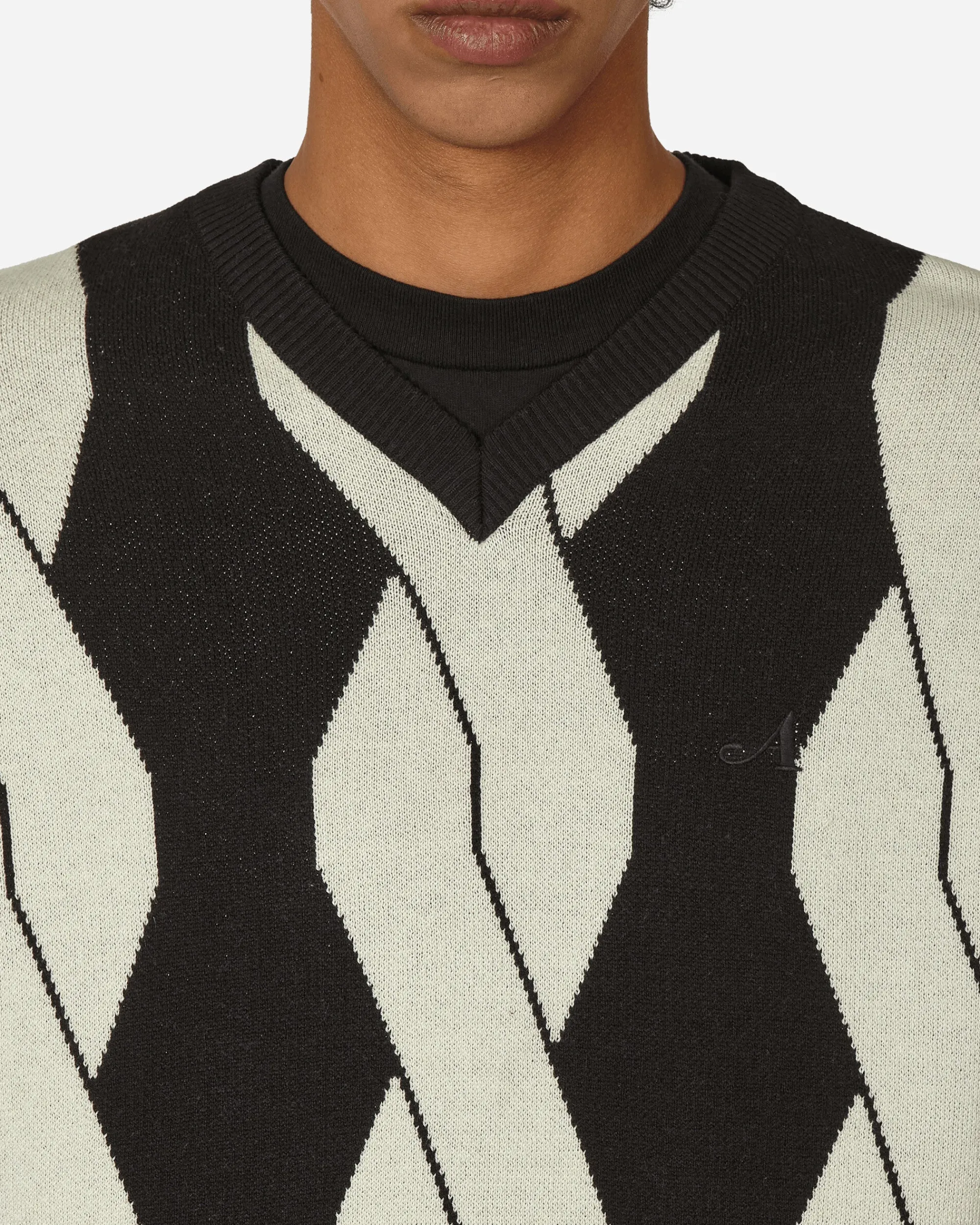Awake NY Knitwear^Cable Sweater Vest Black / White