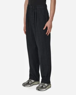 Paccbet Pants^Checked Pleated Trousers Blue
