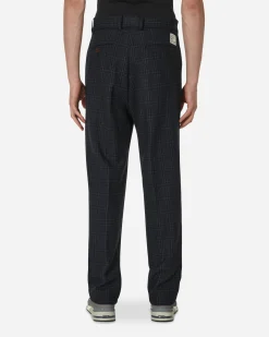 Paccbet Pants^Checked Pleated Trousers Blue