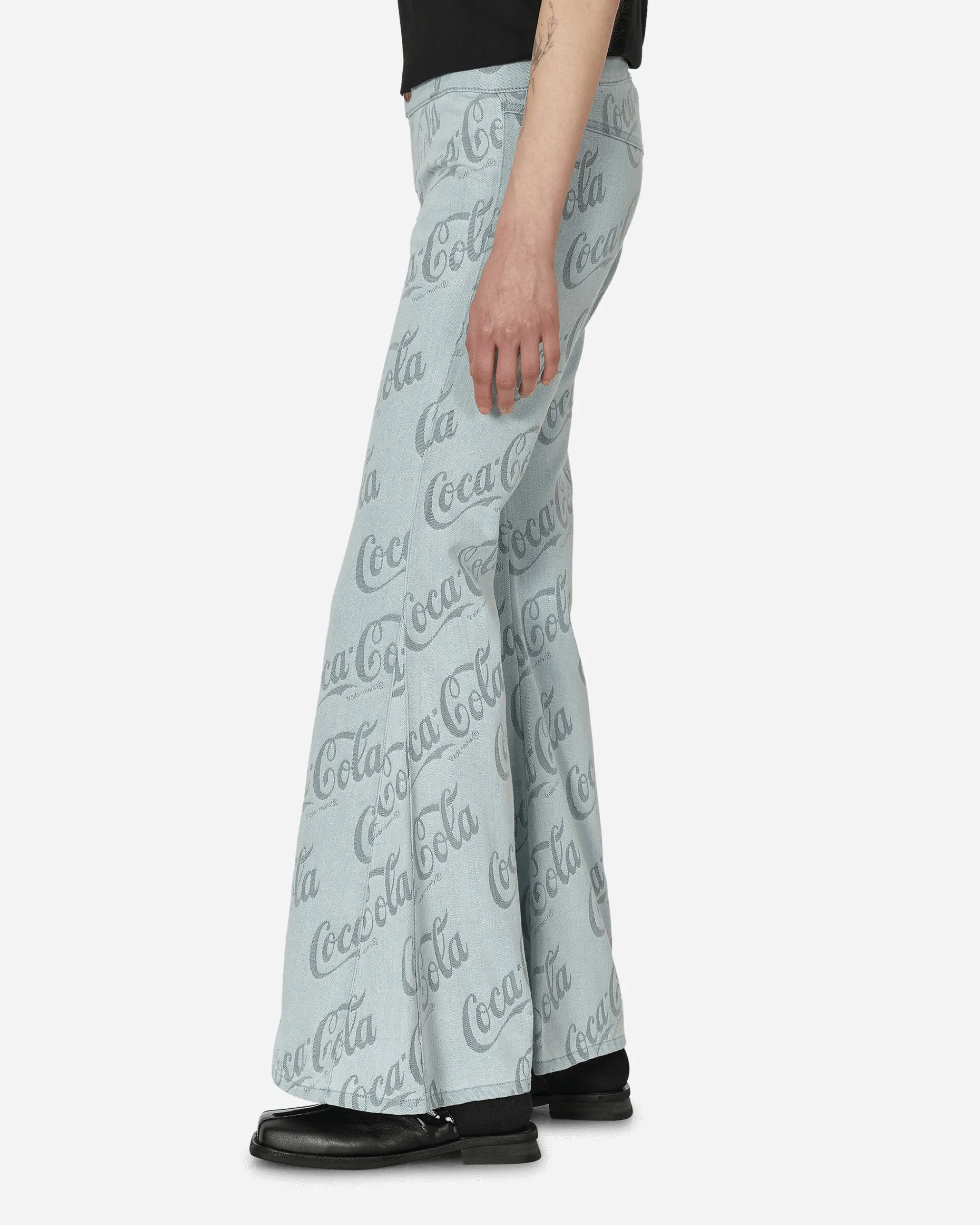 ERL Pants^Coca-Cola Jacquard Denim Flare Pants Grey
