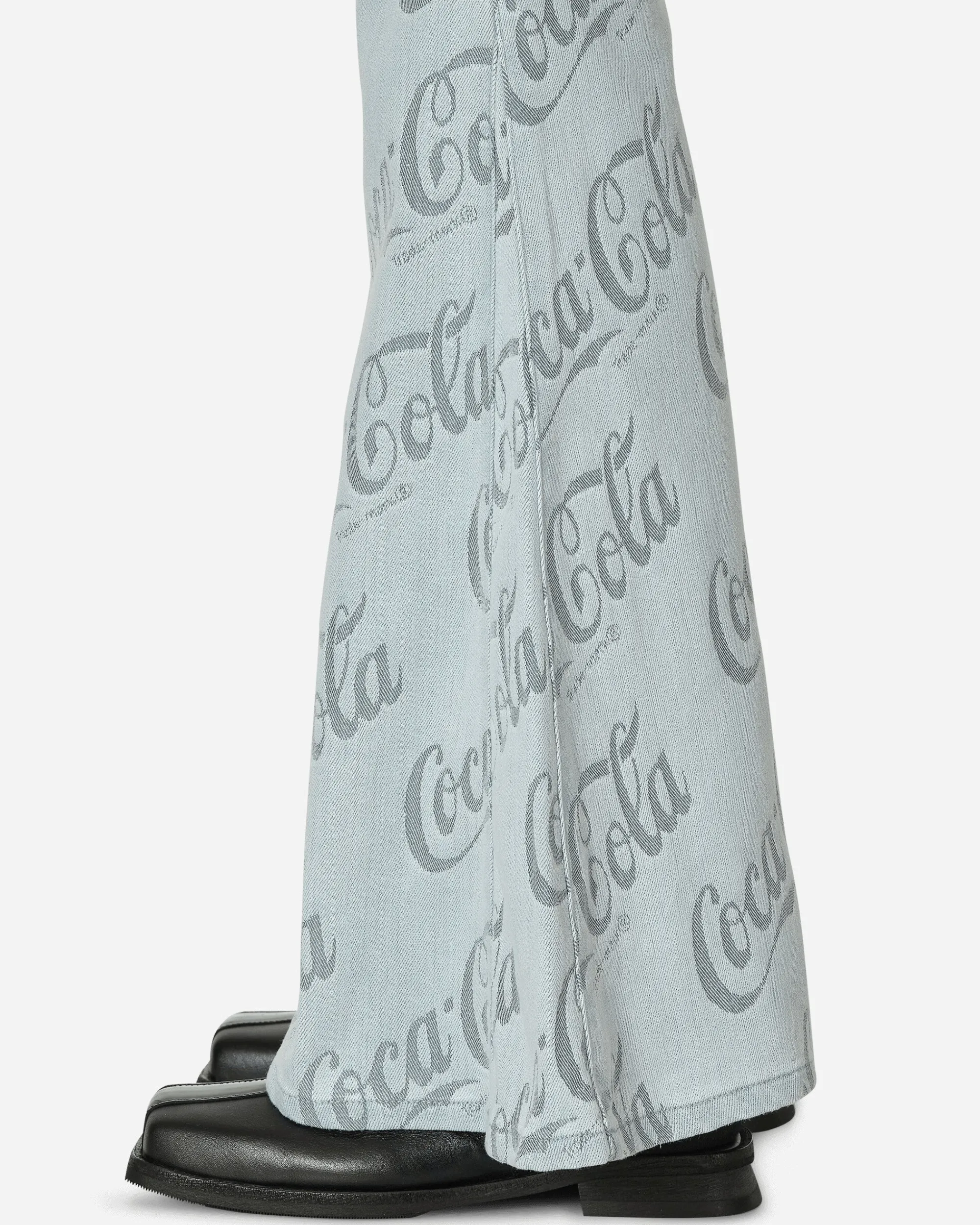 ERL Pants^Coca-Cola Jacquard Denim Flare Pants Grey