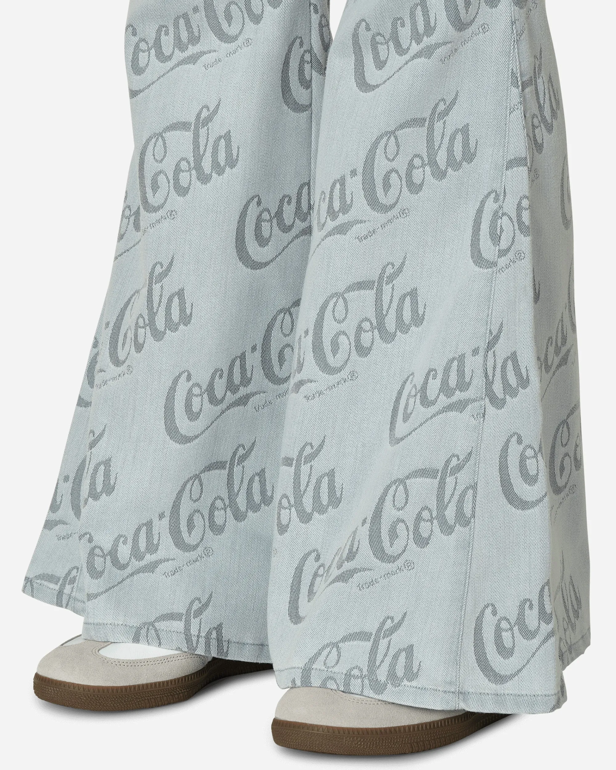 ERL Pants^Coca-Cola Jacquard Denim Flare Pants Grey