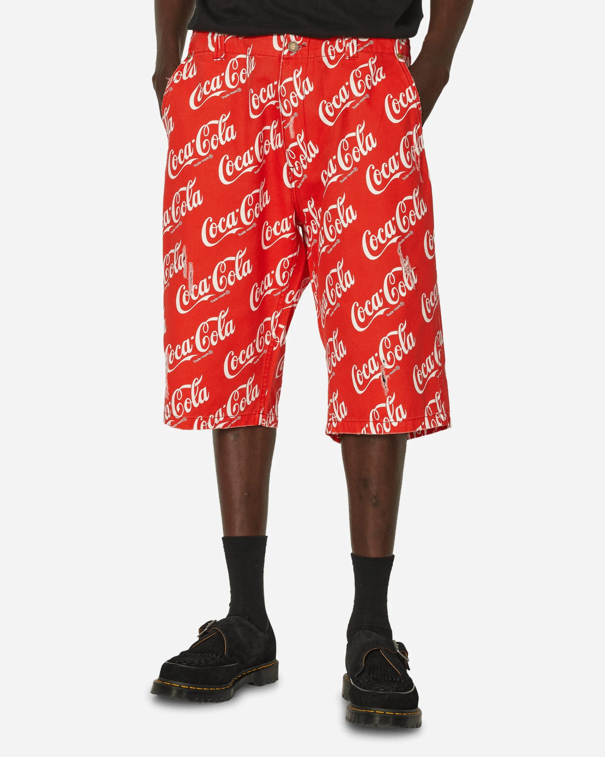 ERL Shorts^Coca-Cola Printed Canvas Shorts Red