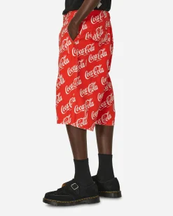 ERL Shorts^Coca-Cola Printed Canvas Shorts Red