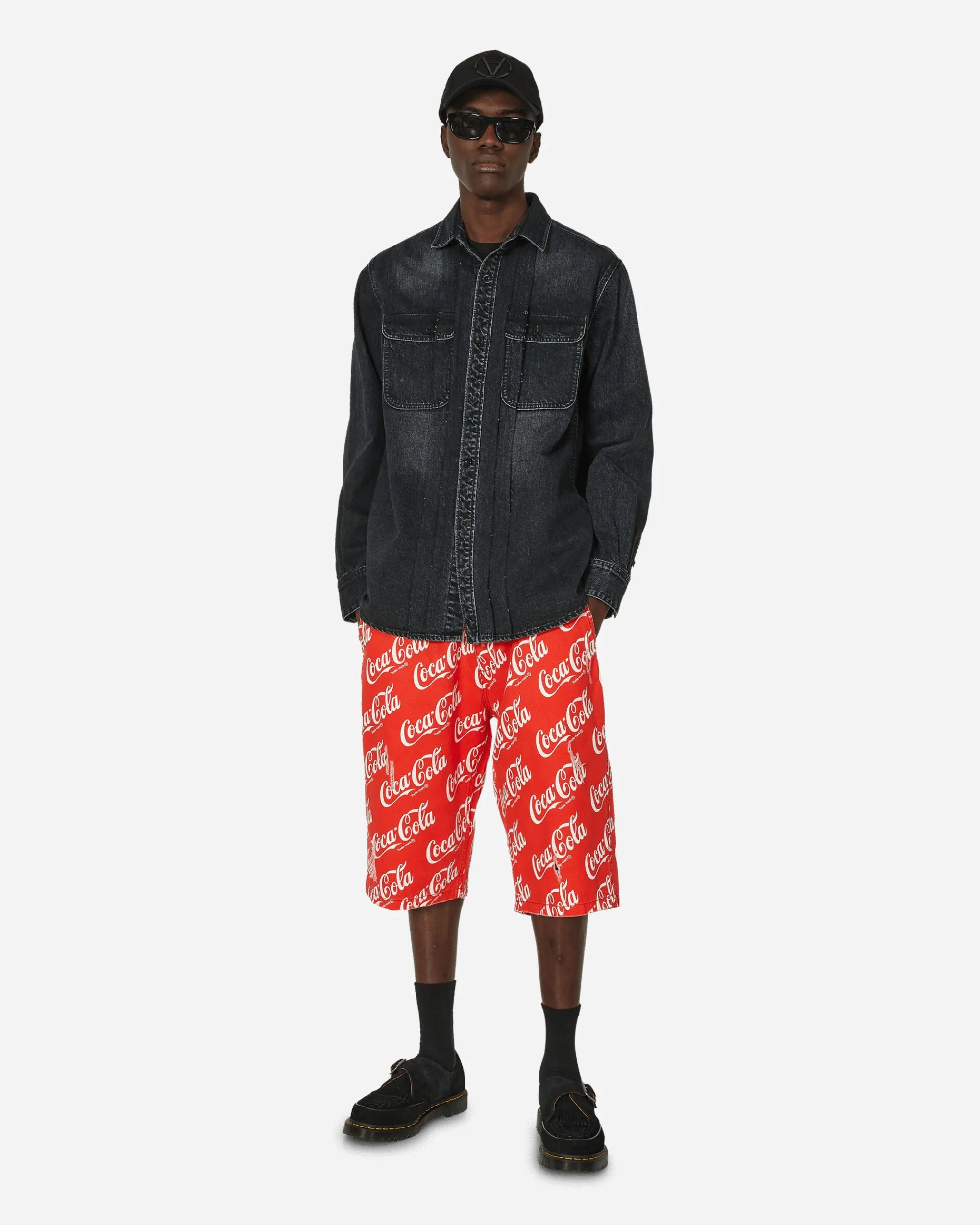 ERL Shorts^Coca-Cola Printed Canvas Shorts Red