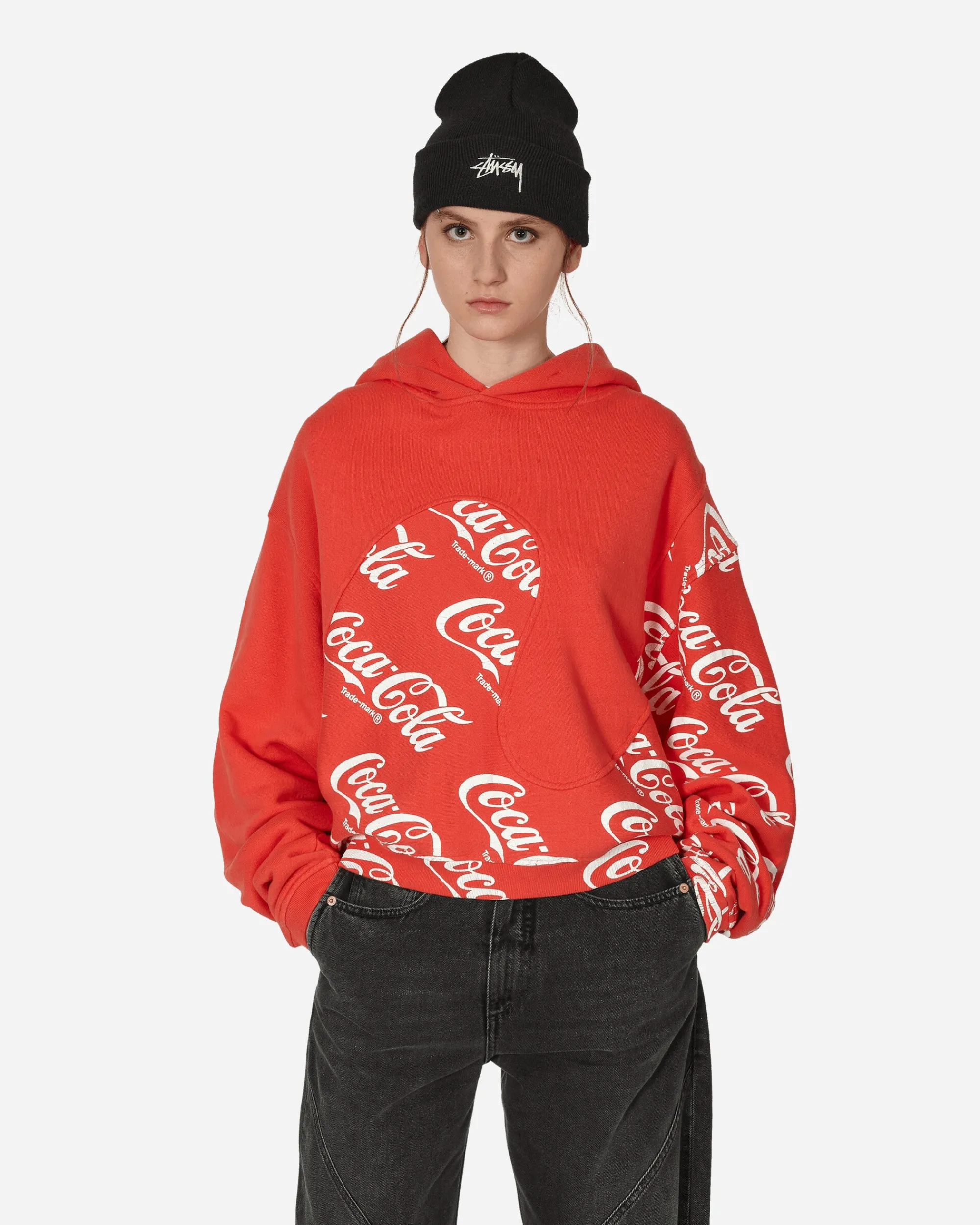 ERL Sweatshirts^Coca-Cola Swirl Hooded Sweatshirt Red