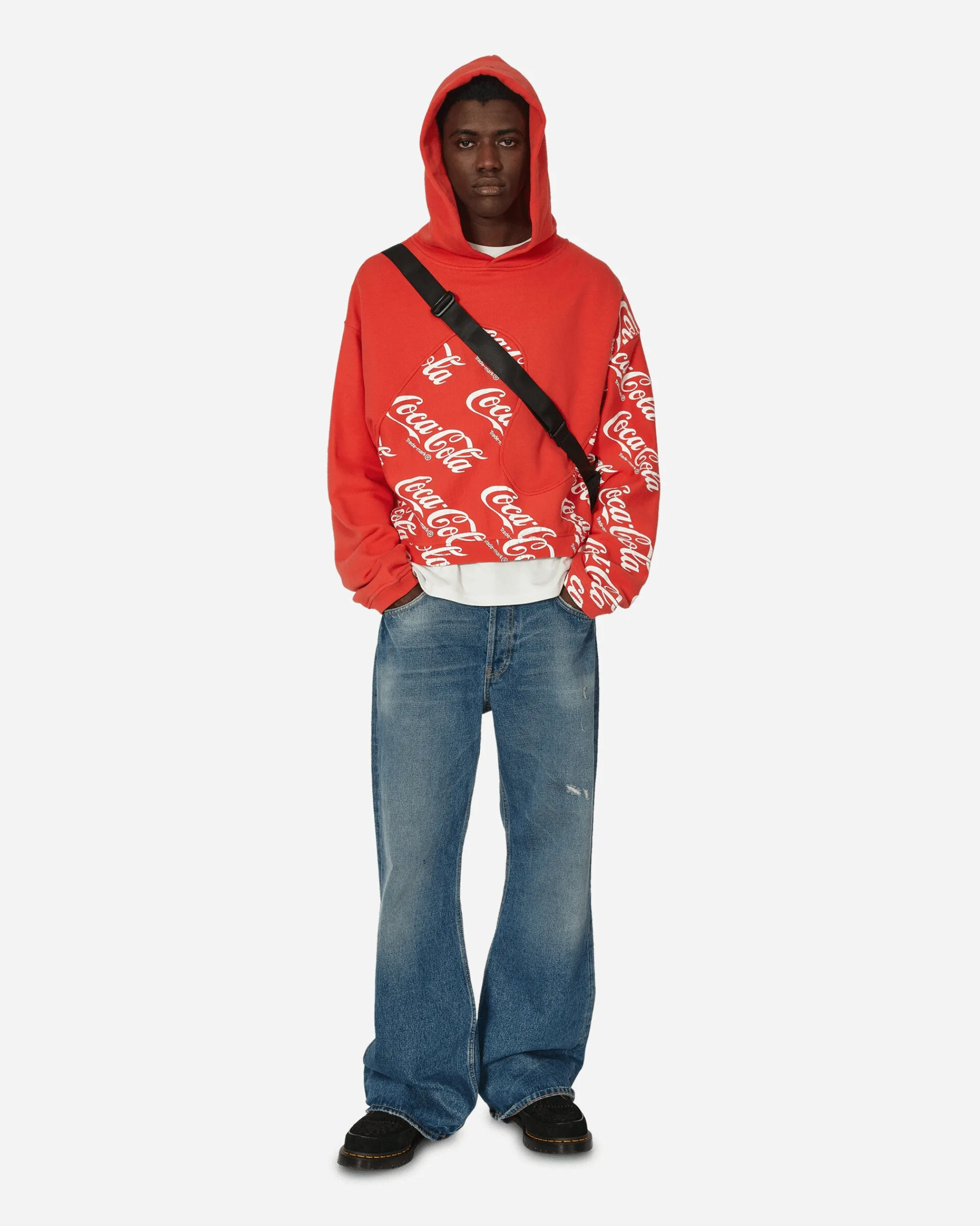ERL Sweatshirts^Coca-Cola Swirl Hooded Sweatshirt Red