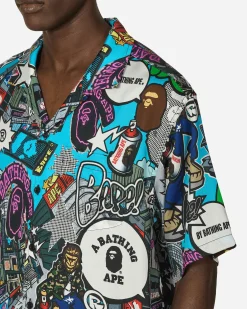 A Bathing Ape Shirts^Comic Art Open Collar Shirt Multicolor
