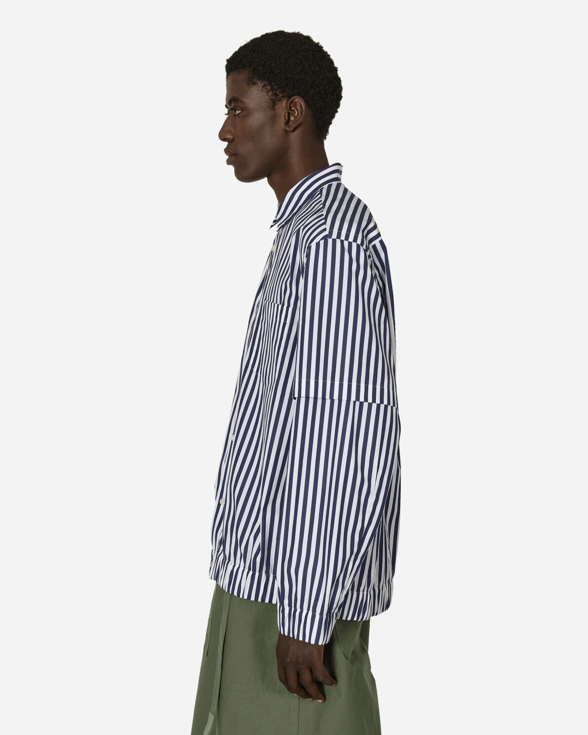 sacai Shirts^Cotton Poplin Shirt Navy Stripe