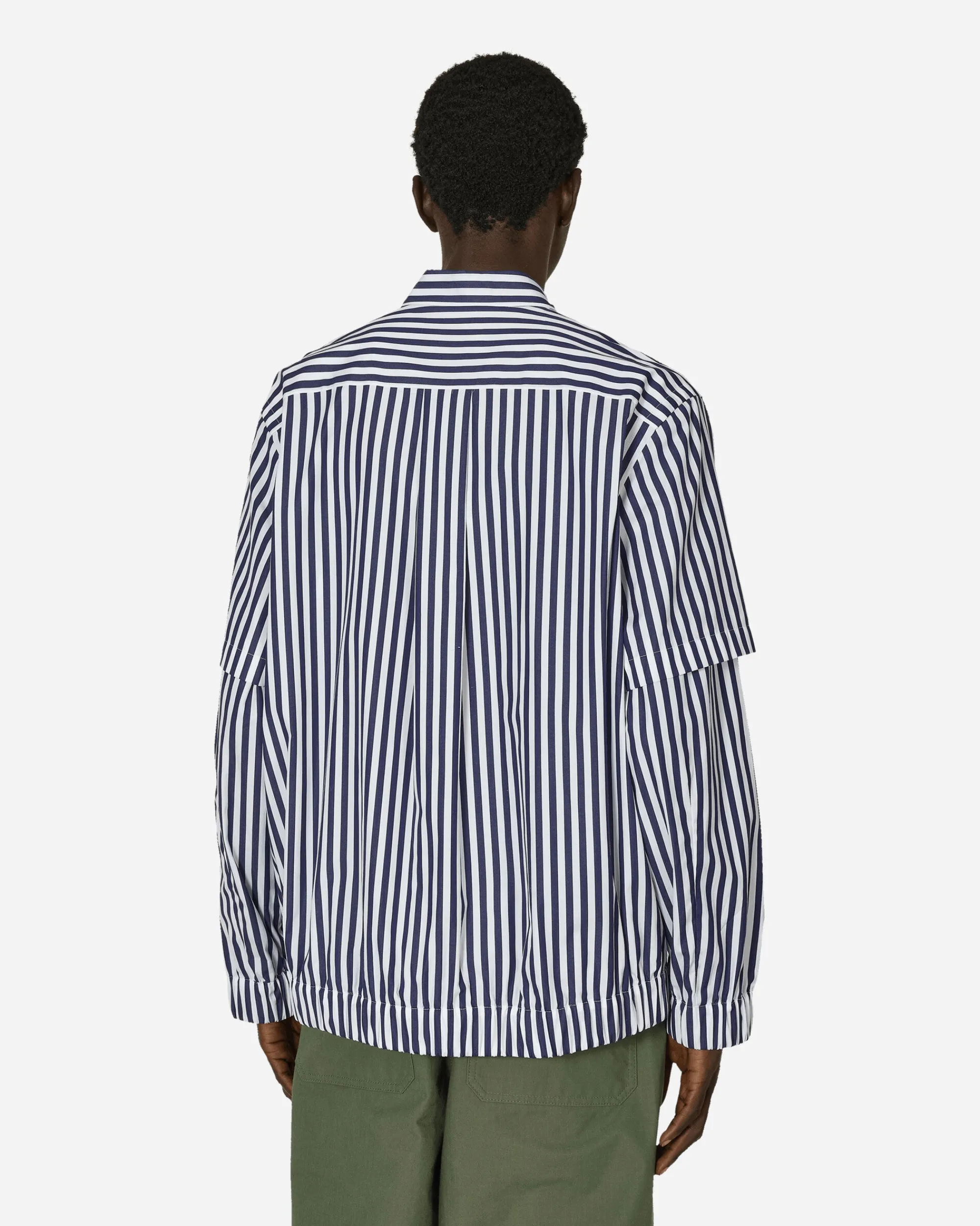sacai Shirts^Cotton Poplin Shirt Navy Stripe