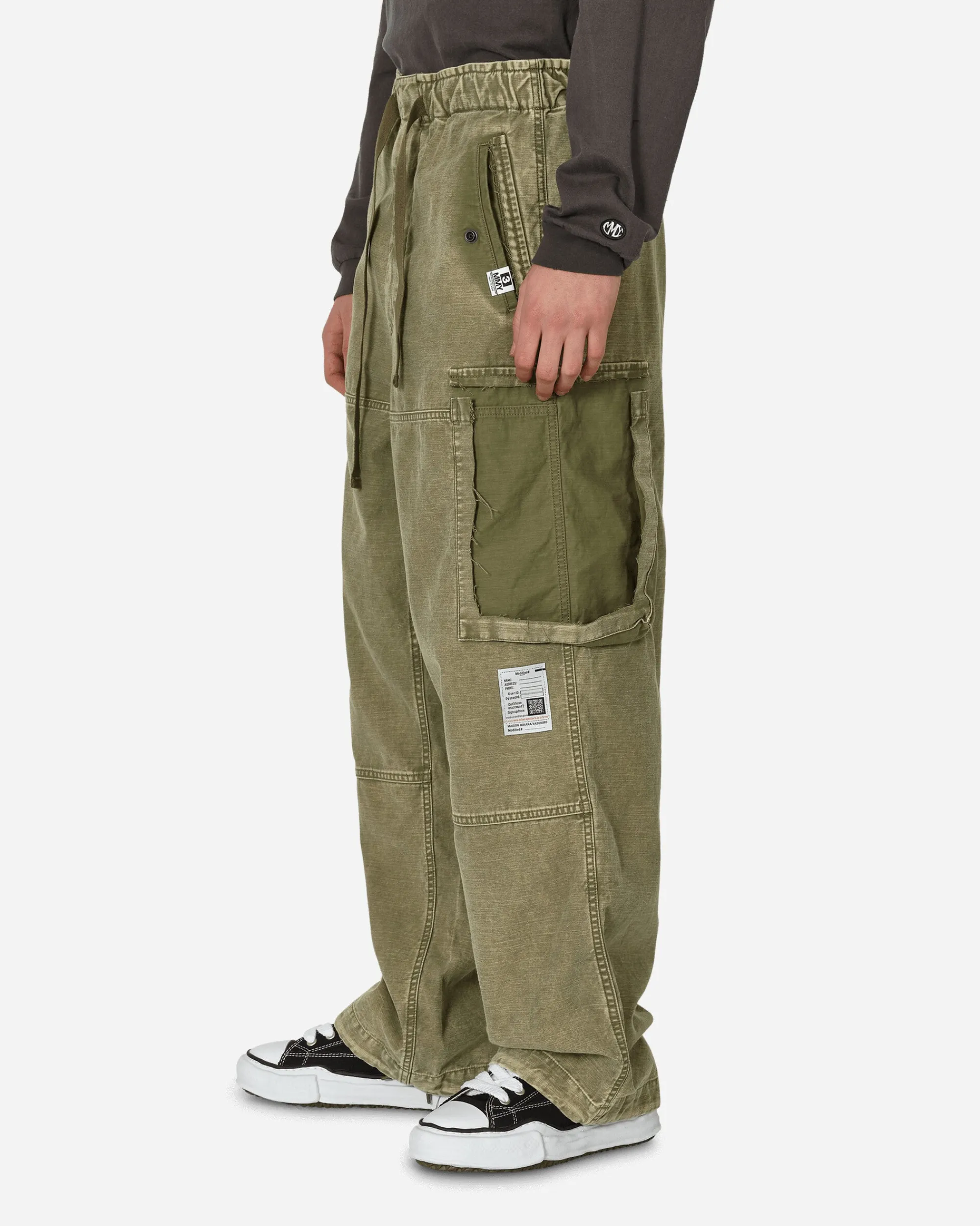 Maison MIHARA YASUHIRO Pants^Cotton Satin Cargo Trousers Khaki