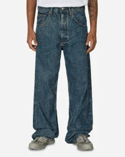 MM6 Maison Margiela Pants^Crinkled 5-Pocket Denim Trousers Blue
