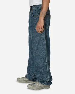 MM6 Maison Margiela Pants^Crinkled 5-Pocket Denim Trousers Blue