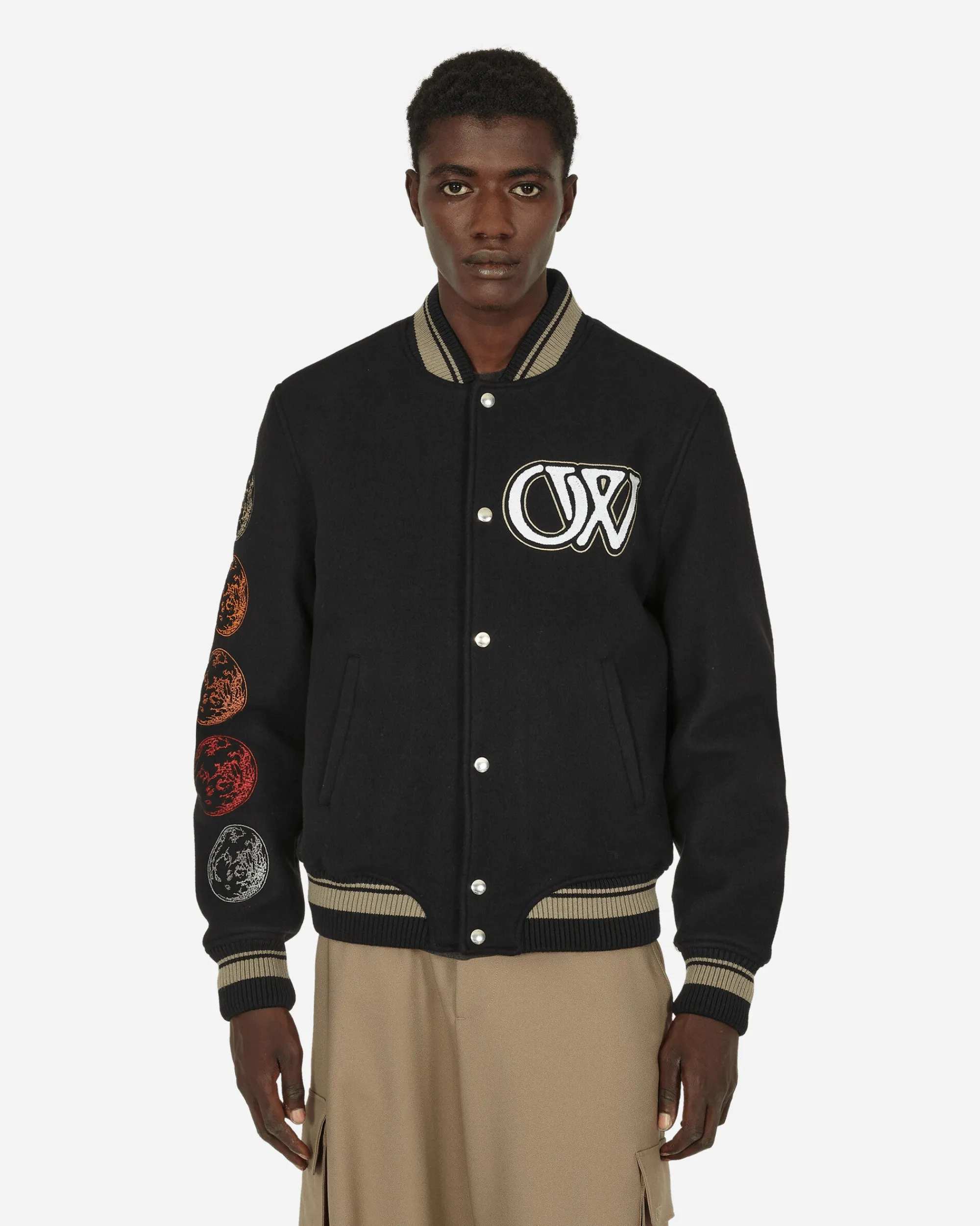 Off-White Coats And Jackets^Cryst Moon Phase Varsity Jacket Black