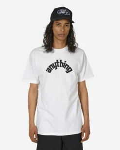 aNYthing T-Shirts^Curved Logo T-Shirt White / Black