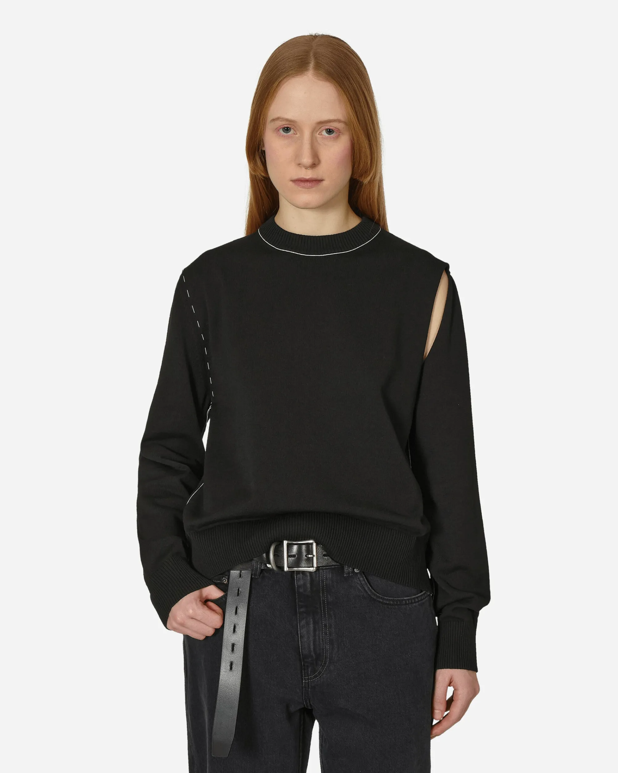 MM6 Maison Margiela Knitwears^Deconstructed Crewneck Sweater Black