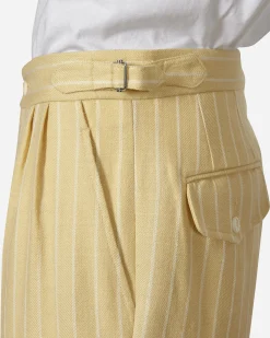 Bode Pants^Dennis Stripe Trousers Cream / White