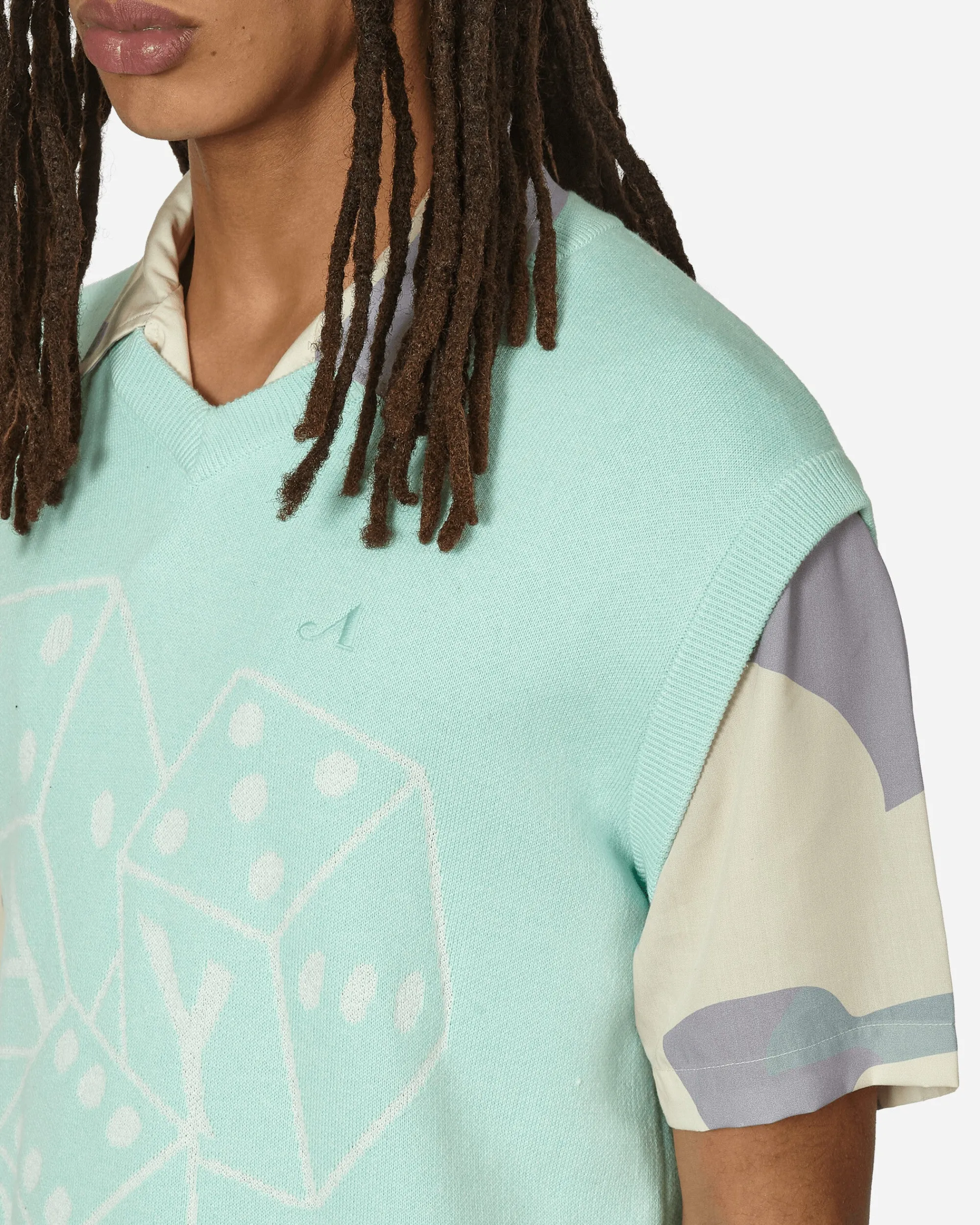 Awake NY Knitwear^Dice Sweater Vest Mint