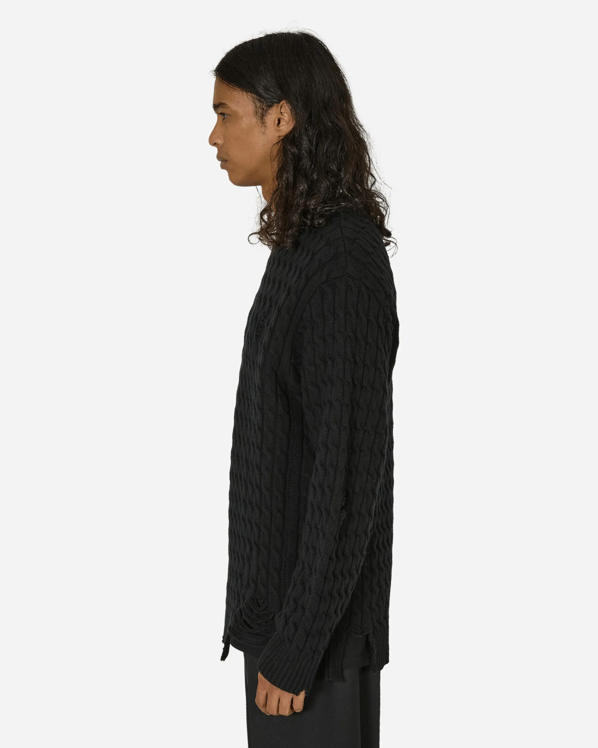 Undercover Knitwear^Distressed Crewneck Sweater Black