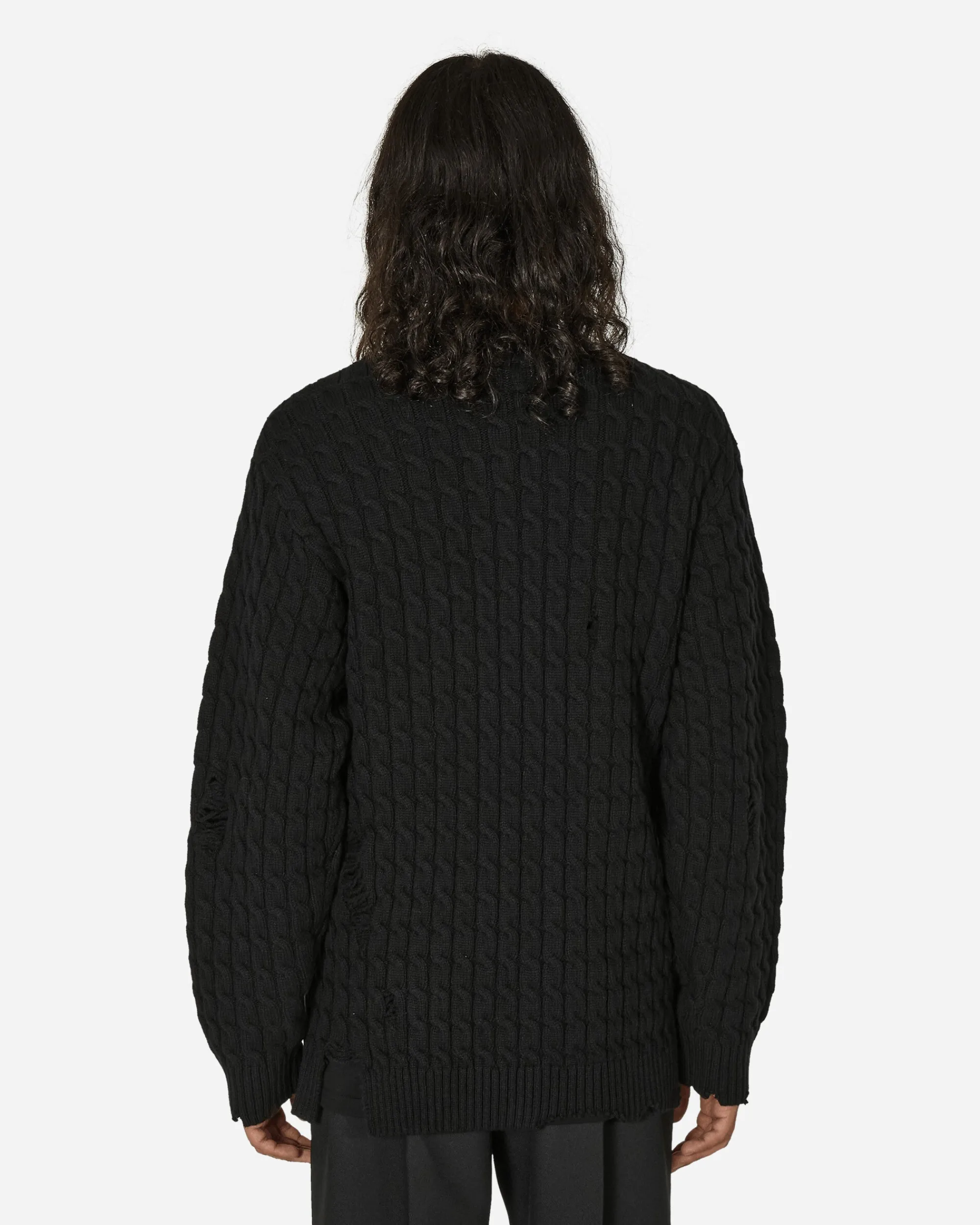Undercover Knitwear^Distressed Crewneck Sweater Black