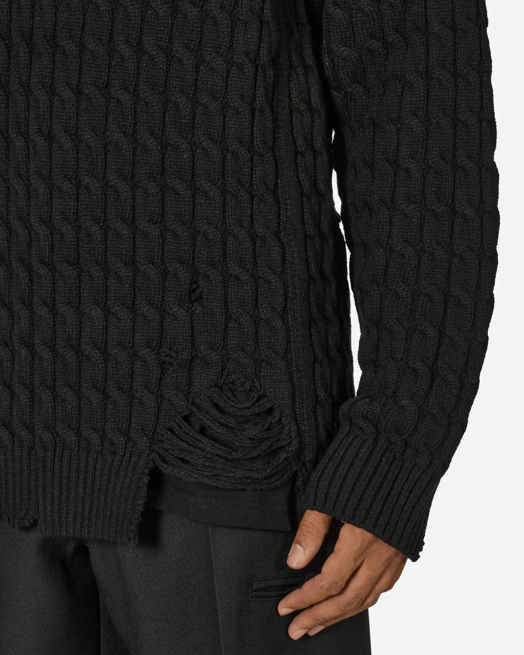 Undercover Knitwear^Distressed Crewneck Sweater Black