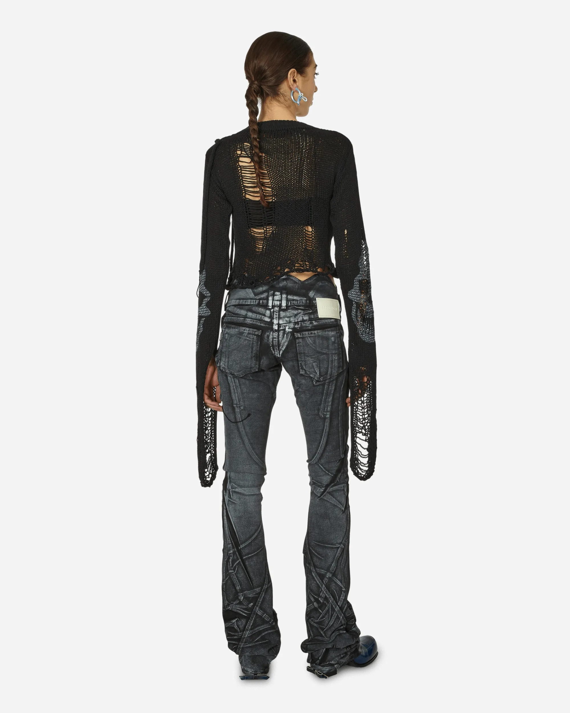 Ottolinger Knitwears^Distressed Knit Longsleeve Sweater Black