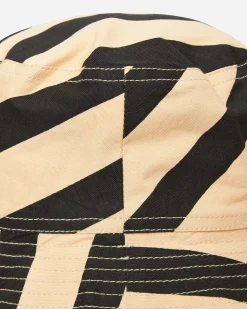 Bode Hats|Hats^Domino Stripe Bucket Hat Ecru / Black