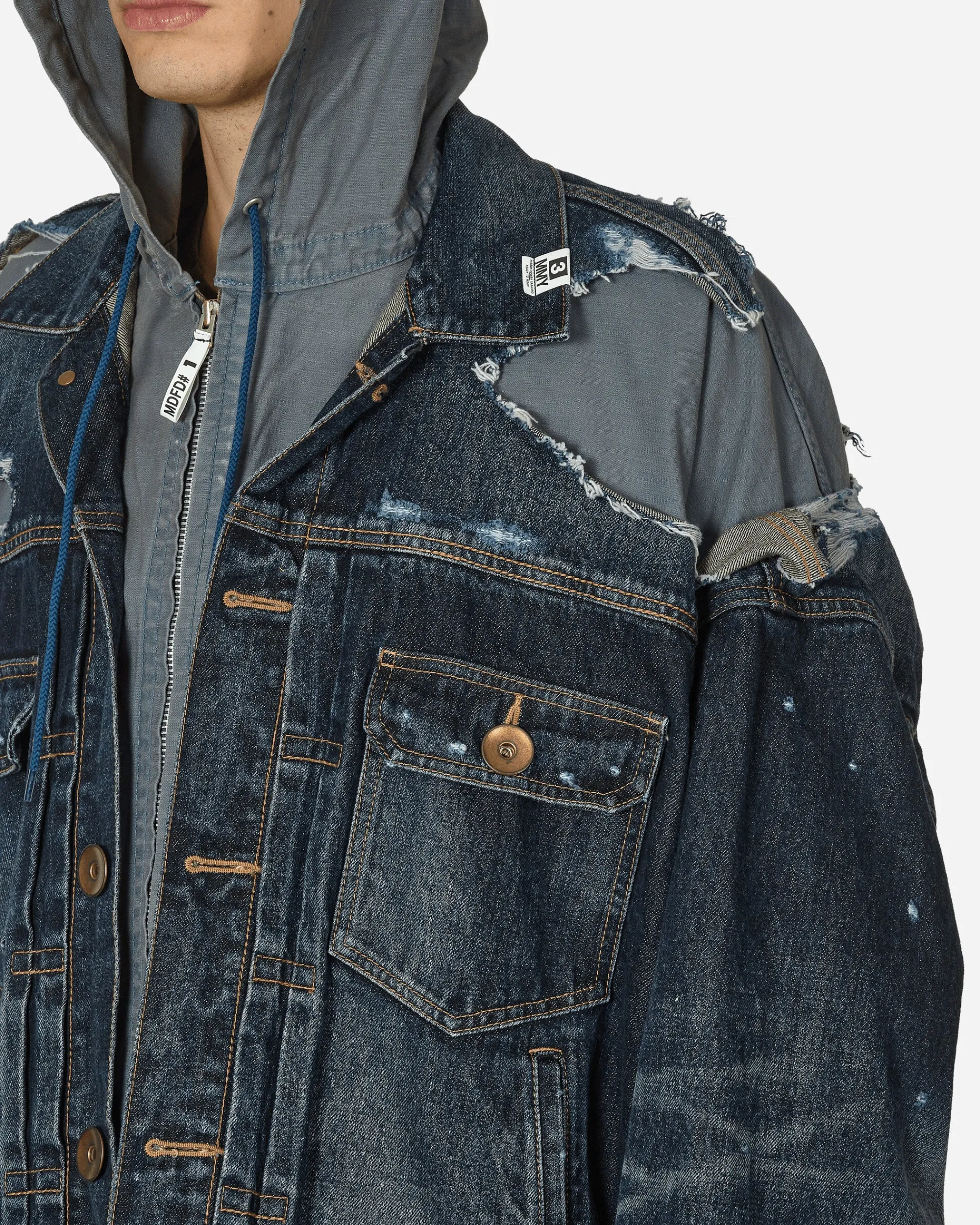 Maison MIHARA YASUHIRO Coats And Jackets^Double Layered Denim Hooded Jacket Indigo